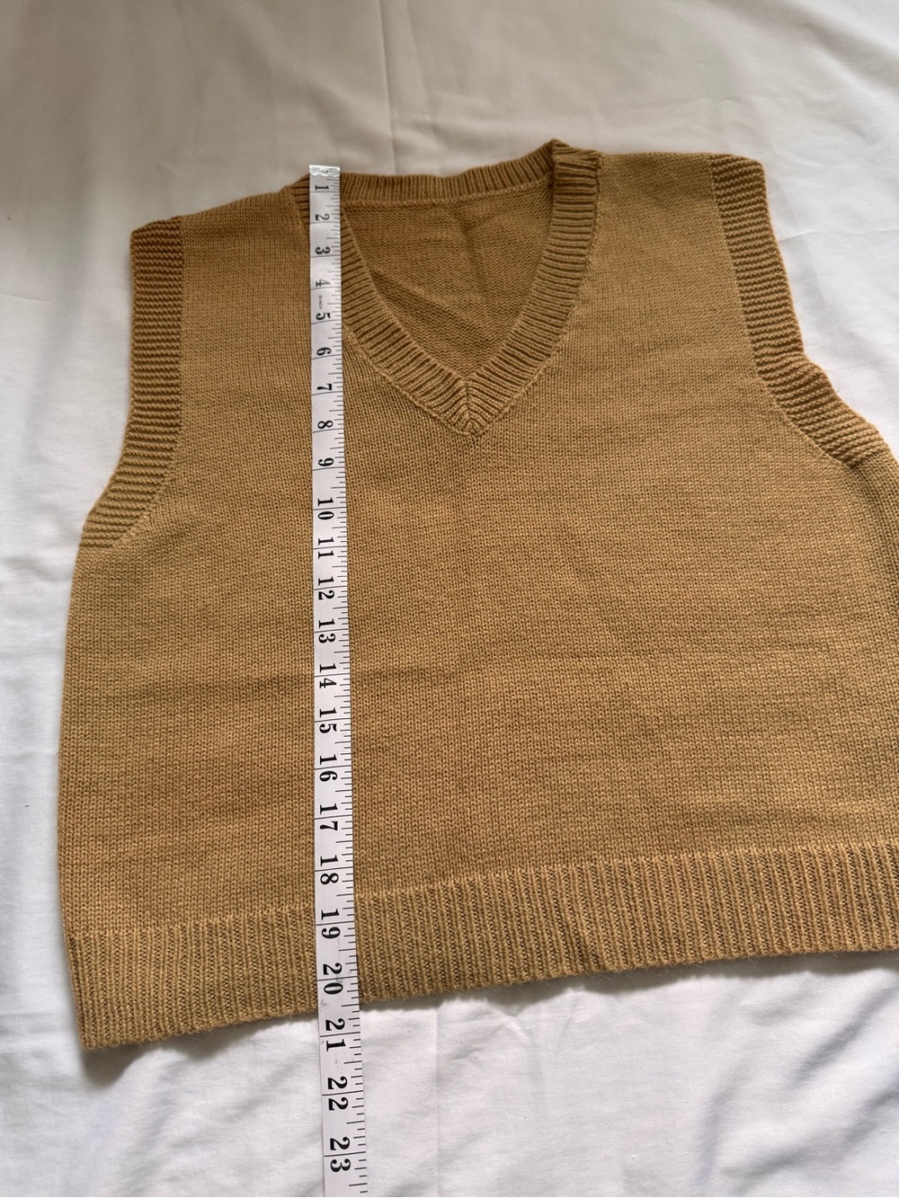 SHEIN Tan V-Neck Knit Sweater Vest - Picture 6 of 6